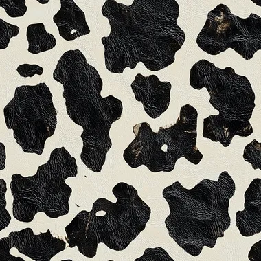 Western cow skin print pattern, showcasing the unique and captivating spots of an animal skin. The texture is rich with natural details that add depth to its appearance. This design would be suitable for various applications where animal prints or wildlife themes are interesting features. It could also serve as a visually appealing background in fashion accessories such as bags or pieces, in the style of vintage