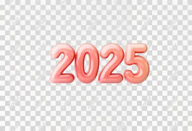 Bold 3D bubble "2025", fancy color, rounded glossy surfaces, isolated against a pure white background, wide-angle lens, ultra-realistic style