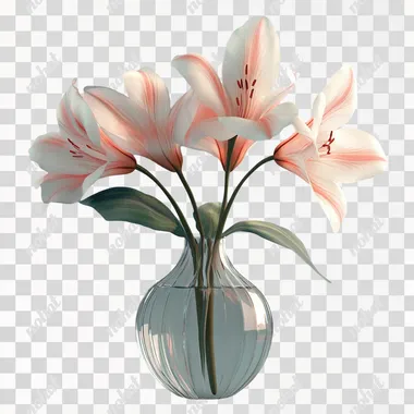 A flower model, simple, transparent texture modeling flower, 3D model